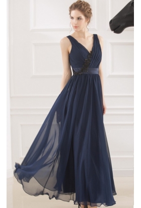 robe soirée bleu marine long