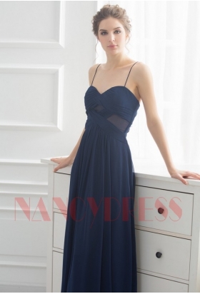 robes soirée bleu long H033