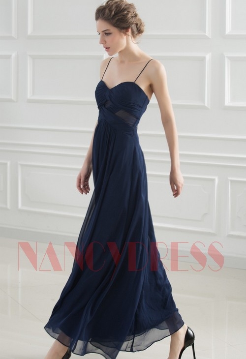 robes soirée bleu long H033
