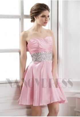 robe bustier rose courte D060