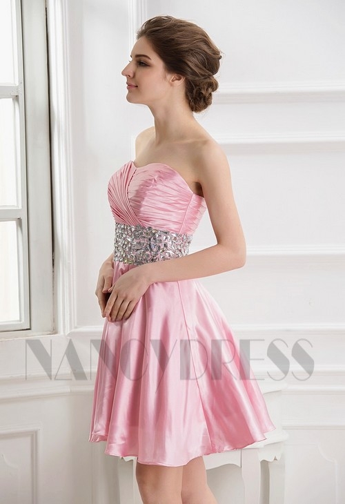 robe bustier rose courte D060