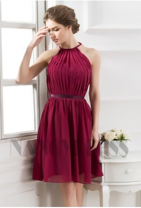 robe cocktail bordeaux courte