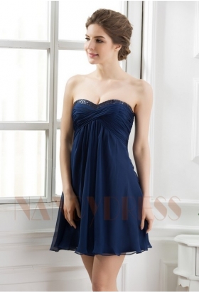 robe cocktail bleu marine bustier courte D065