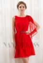 robe cocktail rouge feu courte D059