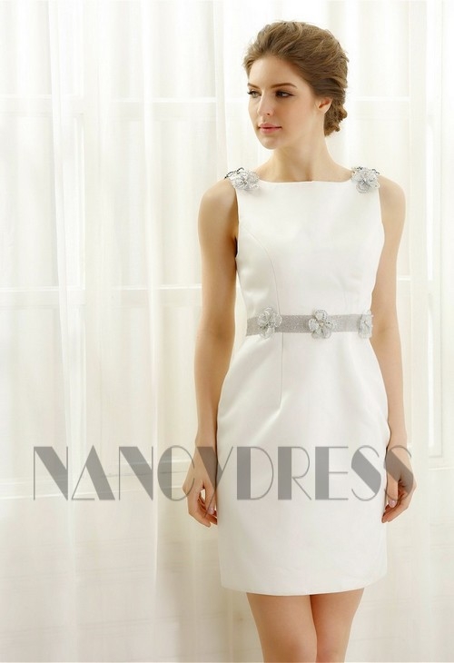 robe de cocktail blanc courte D057