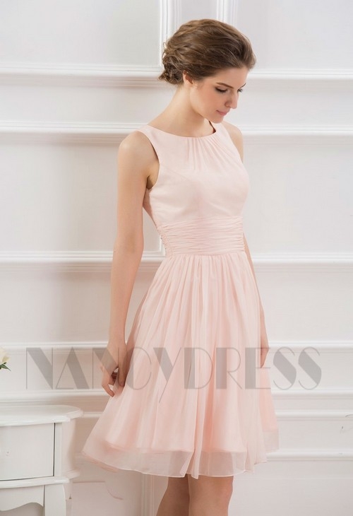 robe de cocktail rose courte D069