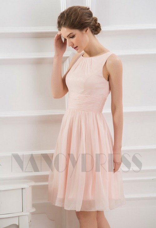 robe de cocktail rose courte D069