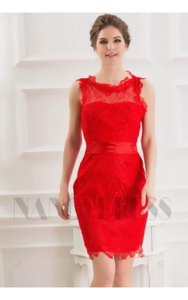 robe de cocktail rouge feu courte