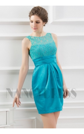 robe de soirée courte vert turquoise