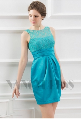 robe de soirée courte vert turquoise D067