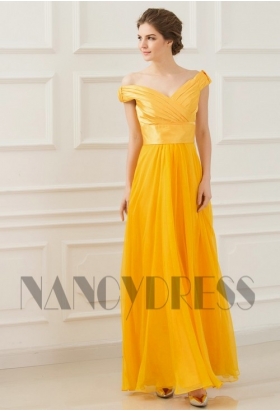 robe de soirée jaune long H049