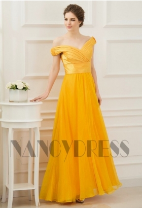 robe de soirée jaune long H049