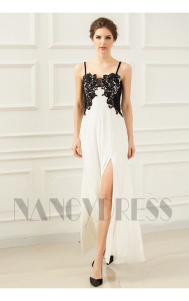 robe de soirée longue blanc et black Lace