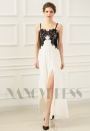 robe de soirée longue blanc et black Lace H054