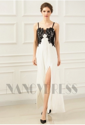 robe de soirée longue blanc et black Lace