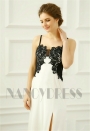 robe de soirée longue blanc et black Lace H054