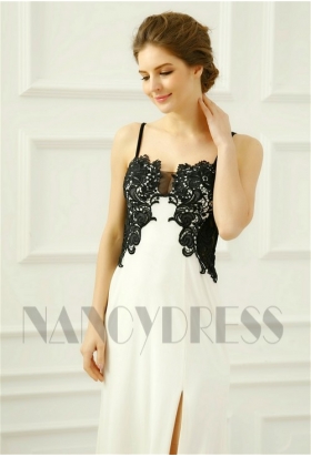 robe de soirée longue blanc et black Lace H054