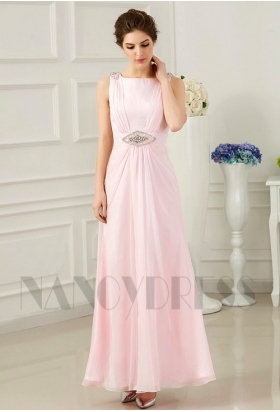 robe de soirée longue rose H077