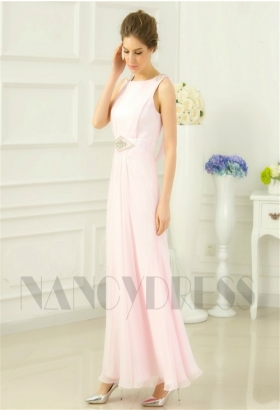 robe de soirée longue rose H077