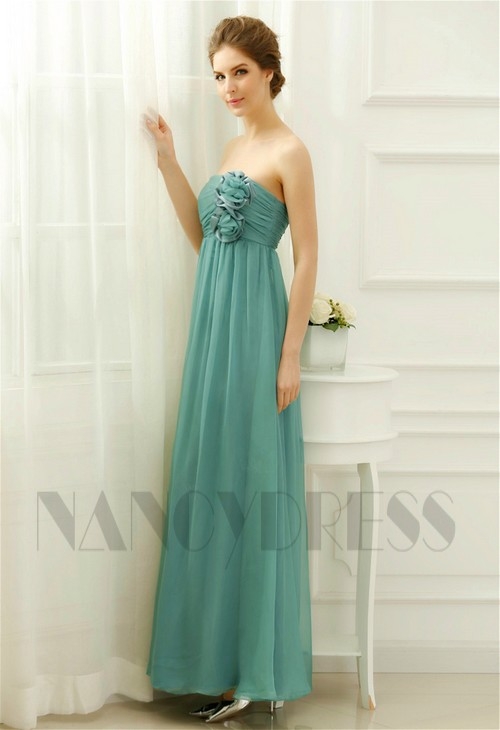 robe de soirée longue vert bustier long H071