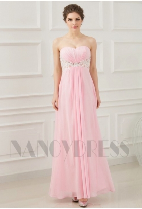 robe de soirée pas cher rose bustier long