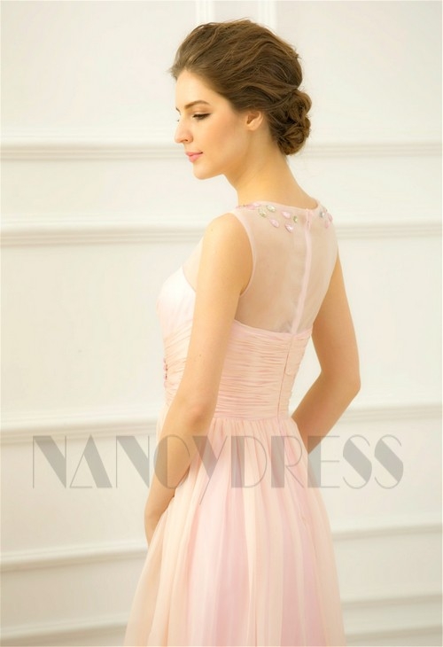 robe de soirée pas cher rose long H076