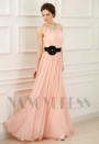 robe de soirée rose long H064