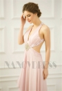 robe de soirée rose long H072