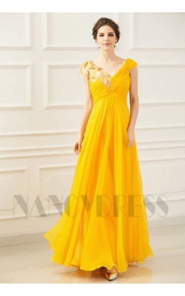 robe longue de soirée jaune long