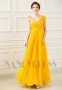 robe longue de soirée jaune long H078