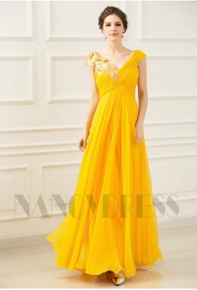 robe longue de soirée jaune long