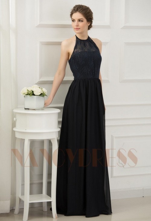 robe pas cher noire long H063