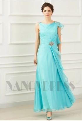 robe soirée bleu clair long H058