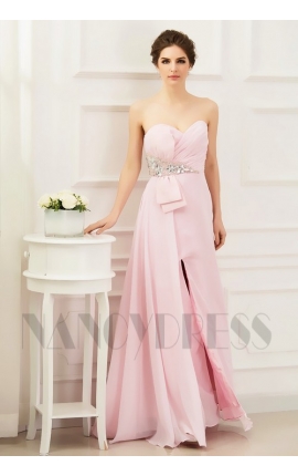 robe soirée rose bustier long