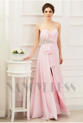 robe soirée rose bustier long H081