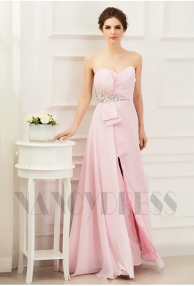 robe soirée rose bustier long