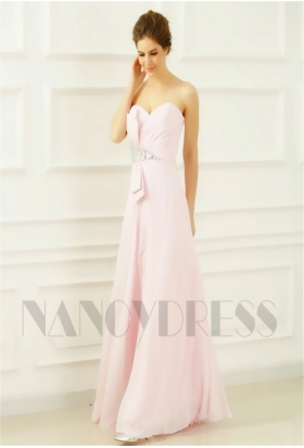 robe soirée rose bustier long H081