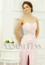 robe soirée rose bustier long H081