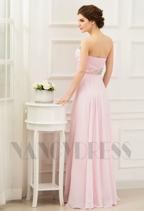 robe soirée rose bustier long H081