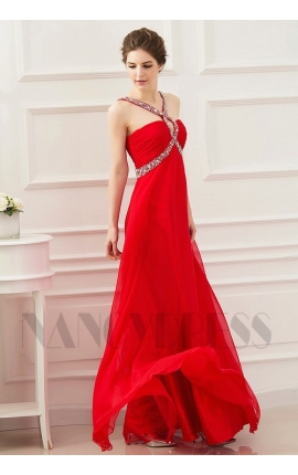 robe soirée rouge feu long