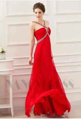 robe soirée rouge feu long