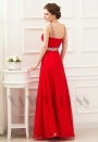 robe soirée rouge feu long H073