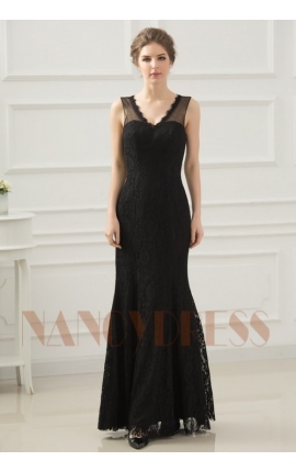 robes de soirée pas cher black Lace long