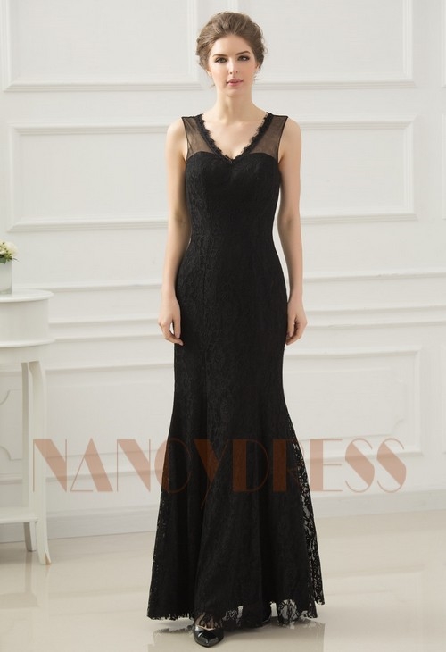 robes de soirée pas cher black Lace long H055