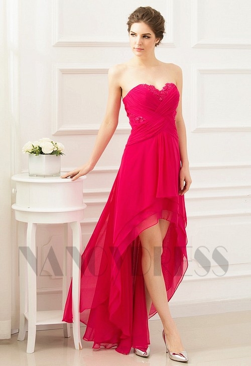 robes soirée fuchsia long H060