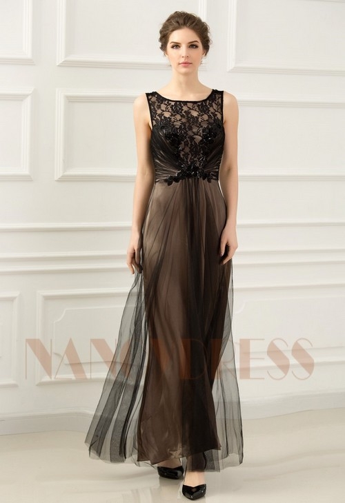 robes soirée noire long H067