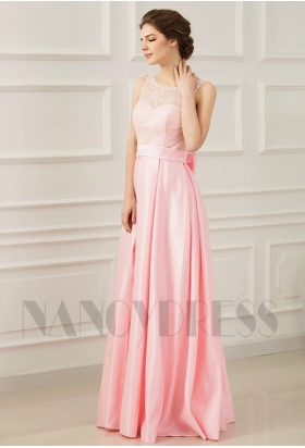 robes soirée rose long H075