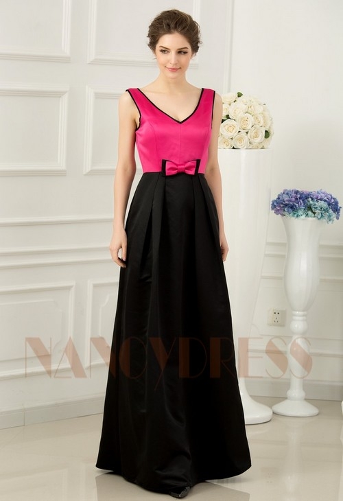 vetement pas cher fuchsia et noire long H068