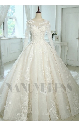 robe de mariage princesse manches longues