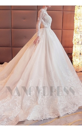 robe de mariage dos nu et manches longues